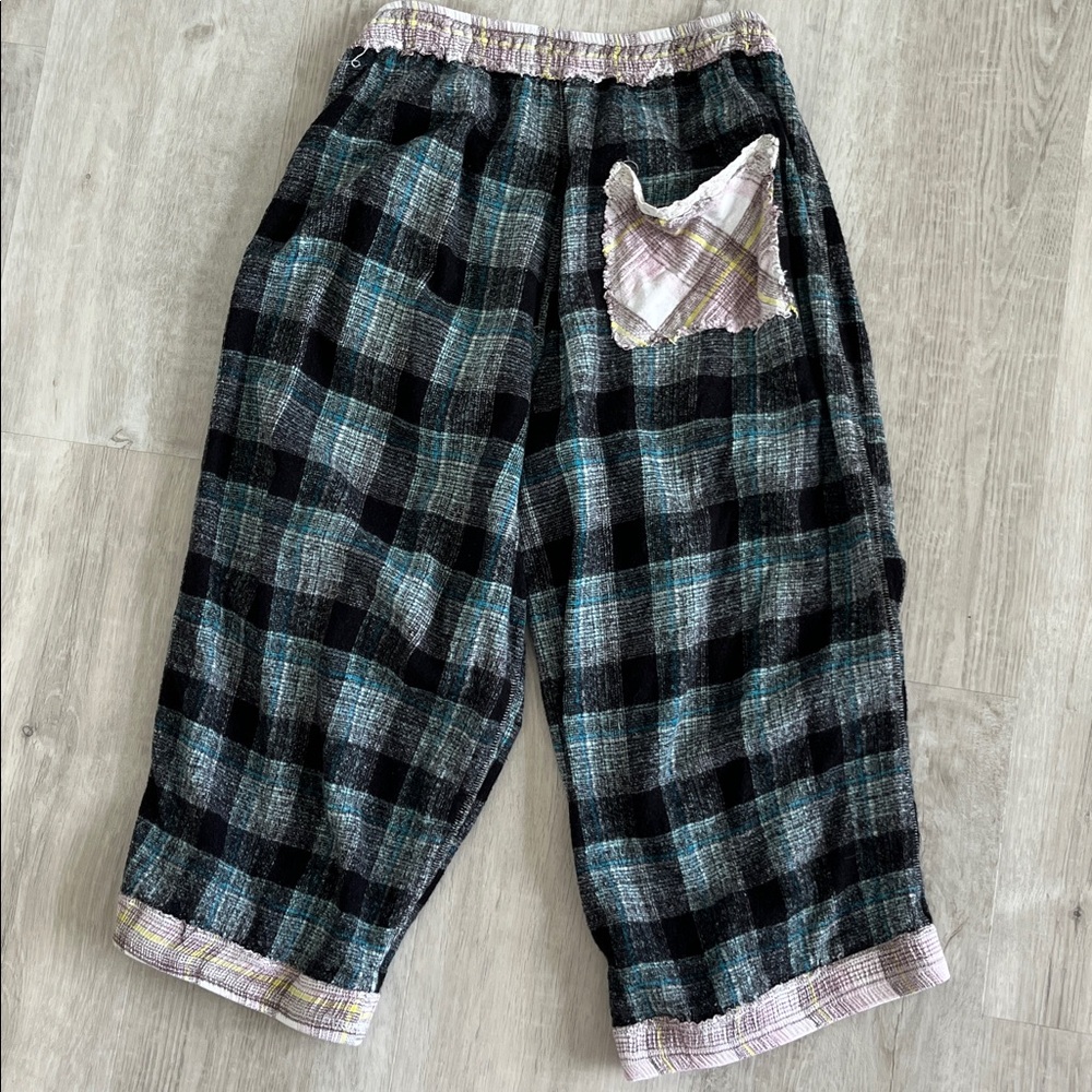 Free People Intimately Flannel Button Shirt Oversized Plaid Capri Pants Set S XS - Picture 11 of 16
